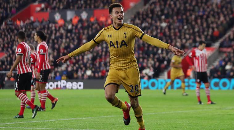 Tottenham's Dele Alli celebrates scoring their first goal